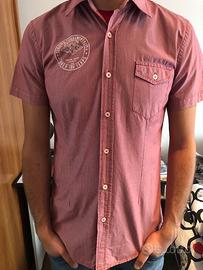 Camicia estiva rosso chiaro a righe taglia s/36