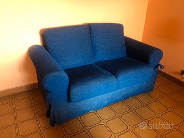 Divano 2 posti sfoderabile in Ciniglia Blu
