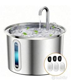 Fontana d’acqua per gatti 3,2L in acciaio inox