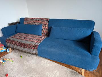 divano letto clic clac 3 posti in blu
