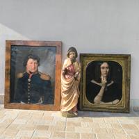 Dipinti a olio su tela e scultura