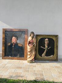 Dipinti a olio su tela e scultura