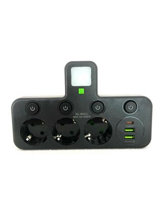 multiprese 3 prese 2 usb 1 type-c e luce