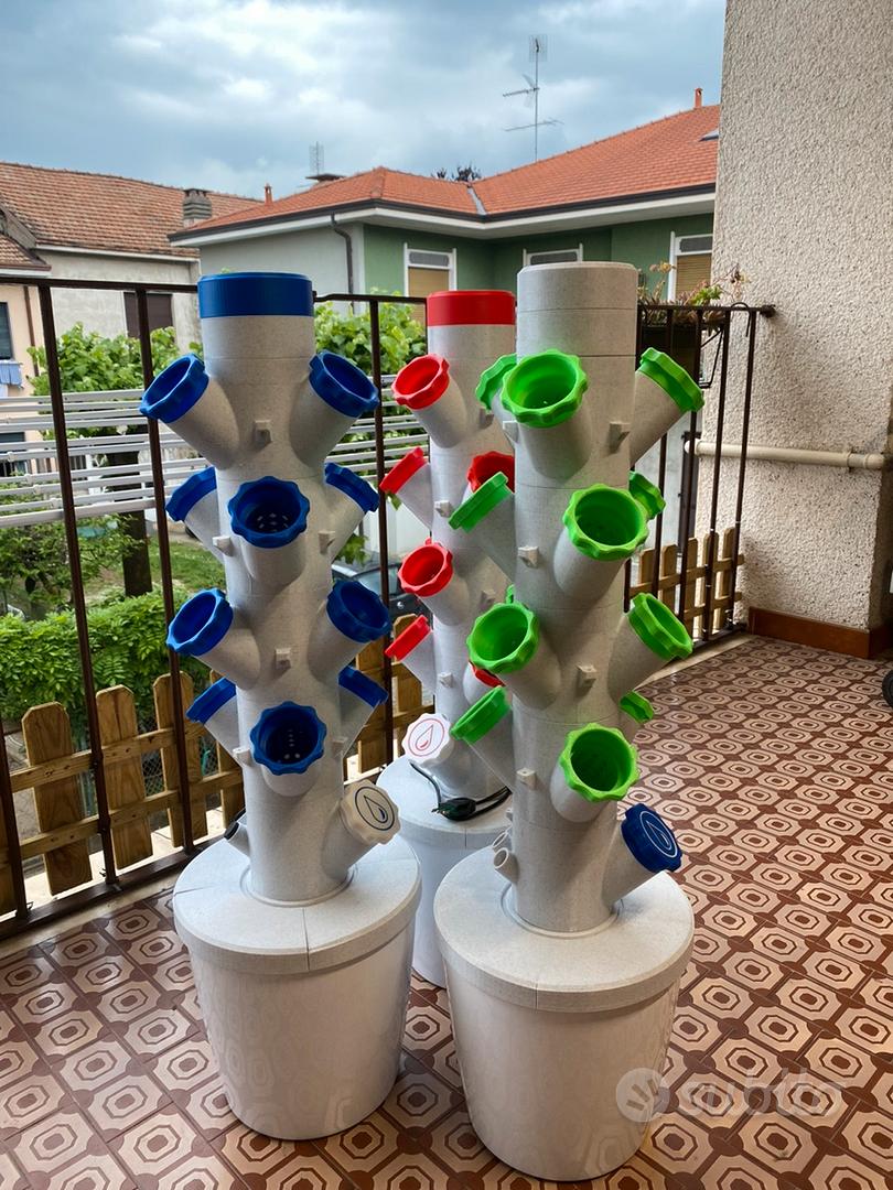 BEESOM 15 Piani Torre Idroponica, Kit di Piantagione Idroponica Verticale, Idroponica Kit Completo per Verdure, Insalata, Fiori, Frutta, con Pompa Idratante, Adattatore, Vasi a Rete