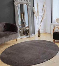 Tappeto ovale tapis grey moderno pelo corto grigio