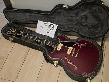 D'Angelico Deluxe DC (335) Satin Trans Wine P90