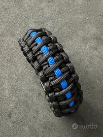 Braccialetto Paracord Nero con linea Blu