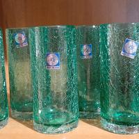 Set 6 bicchieri Murano vintage verde smeraldo 