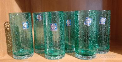 Set 6 bicchieri Murano vintage verde smeraldo 