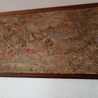 arazzo vintage con cornice in legno 