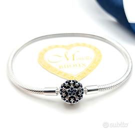 Bracciale argento 925 misura 19 zirconi blu stelle