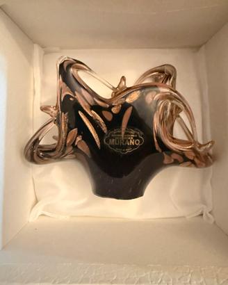 Portatovaglioli in vetro di Murano oro e nero