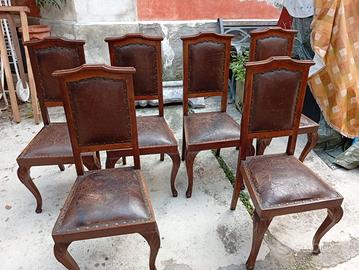 N. 6 SEDIE CHIPPENDALE FINE 800 SEDUTA IN PELLE