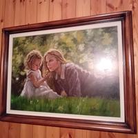 quadro dipinto a mano con mamma e bimba