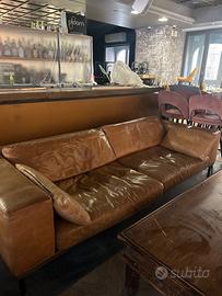 Divano 3 Posti in Vera Pelle Colore Cuoio