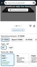 Notebook MSI 14 FHD ,i7 1355U,RAM 16,SSD 512  NUOV