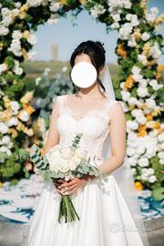 Abito da sposa satin e pizzo S/M corsetto regolabi