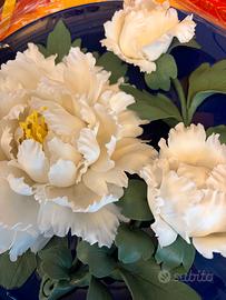 Piatto decorativo cinese con fiori tridimensionali