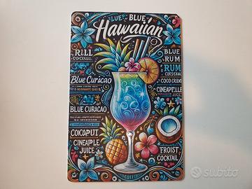 🍹 Targa in Metallo Decorativa Cocktail Blue Hawai