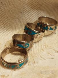 Lotto di fedine a fascia argento sterling 925