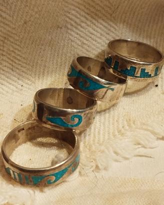 Lotto di fedine a fascia argento sterling 925