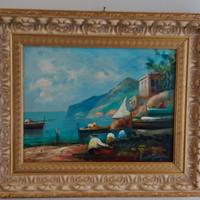 Quadro con Marina di Sorrento dipinto a mano.