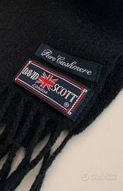 David Scott London-Sciarpa NeraVintage100%Cashmere