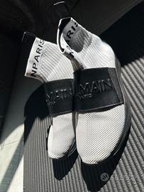 BALMAIN Paris sneakers  alte in pelle tessuto tek