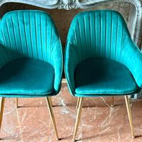 Due poltrone / poltroncine velluto verde