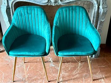 Due poltrone / poltroncine velluto verde