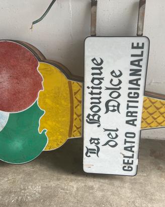 Insegna gelato artigianale  con luci interne