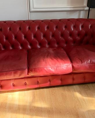 Divano chesterfield Arquati pelle fiore rosso