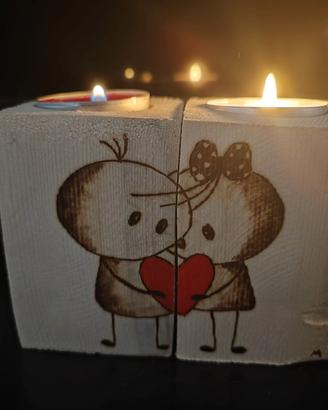 portacandele coppia idea pensiero natale amore