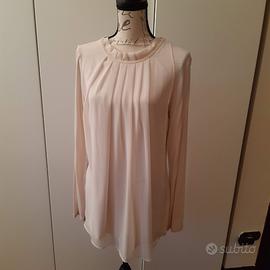 Camicia donna in maglina di viscosa e chiffon, L