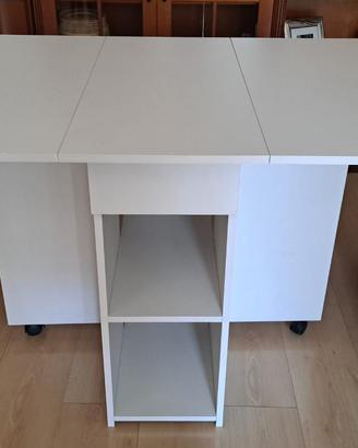 Tavolo pieghevole allungabile bianco con ruote