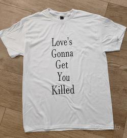 t-shirt bianca "Love's Gonna Get You Killed" L