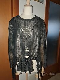 Maglia grungle gotico effetto consumato 