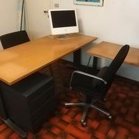 Scrivania ufficio 180x80cm legno e acciaio grigio