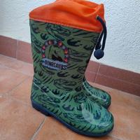 Stivali gomma verdi arancioni stampa Dinosauri