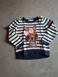 Maglia cotone a righe con stampa glitter H&M 92 cm