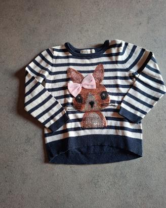 Maglia cotone a righe con stampa glitter H&M 92 cm