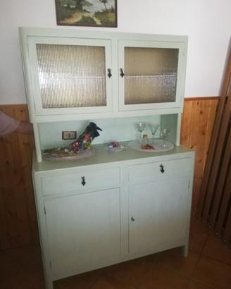 Credenzina vetrina 2 ante blu acqua