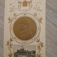 antico santino con il Pontefice Pio XII
