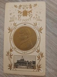 antico santino con il Pontefice Pio XII