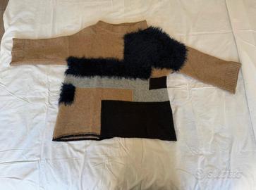 Maglione lana Stefanel color-block con inserti
