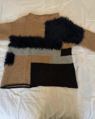 Maglione lana Stefanel color-block con inserti