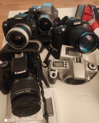 Cinque macchine analogiche  Canon Nikon Olympus