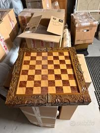 scacchiera in legno per gioco scacchi