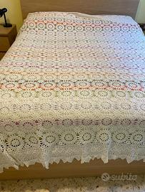 Copriletto matrimoniale uncinetto cotone bianco