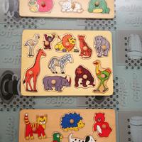 Set Puzzle Legno con Motivi di Animali